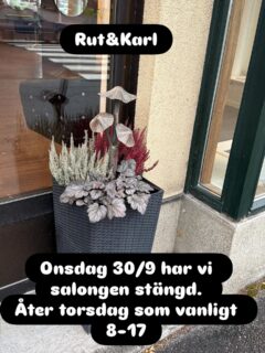 Salongen stängd onsdag 30/9 pga semester 😊 övriga dagar ordinarie öppettider